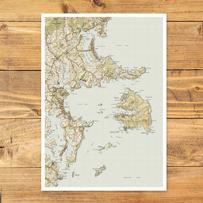 Matakana Coast Map - A2 Art Print